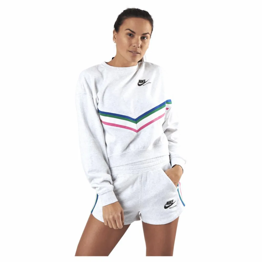 Nike Womens Nsw Heritage Crew Birch Heather/Black Vit New
