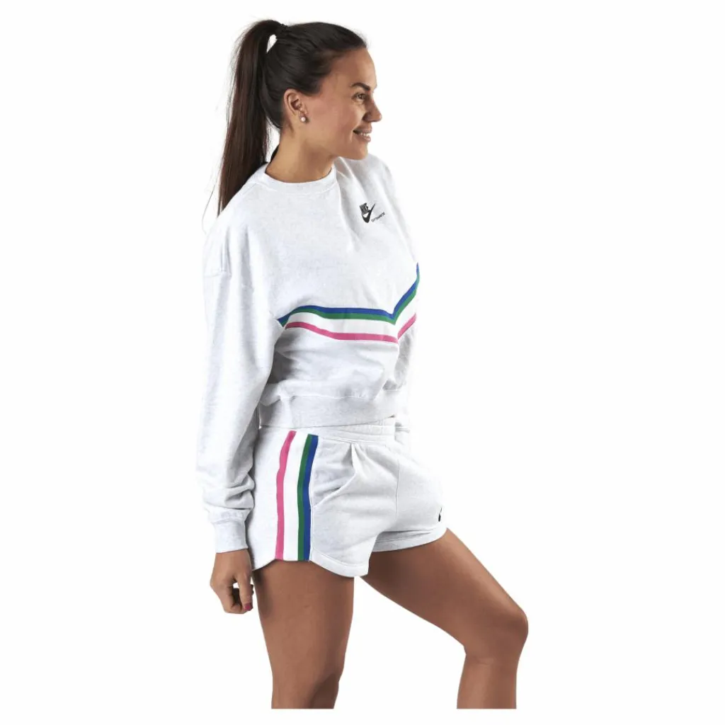 Nike Womens Nsw Heritage Crew Birch Heather/Black Vit New