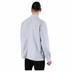 Dedicated Worker Jacket Sala Thin Stripes Blue Blå Outlet
